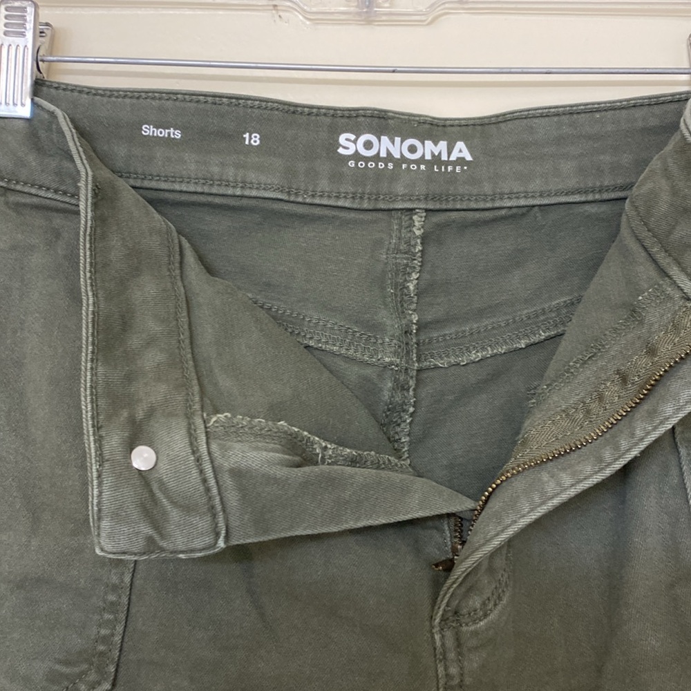 SONOMA olive green distressed denim shorts - Picture 3 of 5
